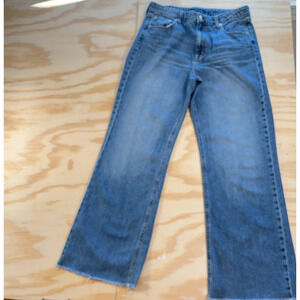 Aeropostale High Rise Wide Leg Jeans Womens 12 Regular Blue Raw Hem Denim